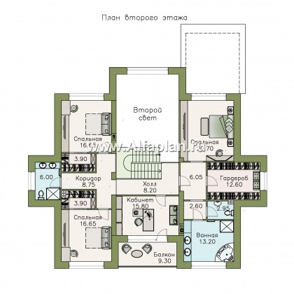 Проекты домов Альфаплан - «Дунай» — вилла с двусветной гостиной - превью плана проекта №2