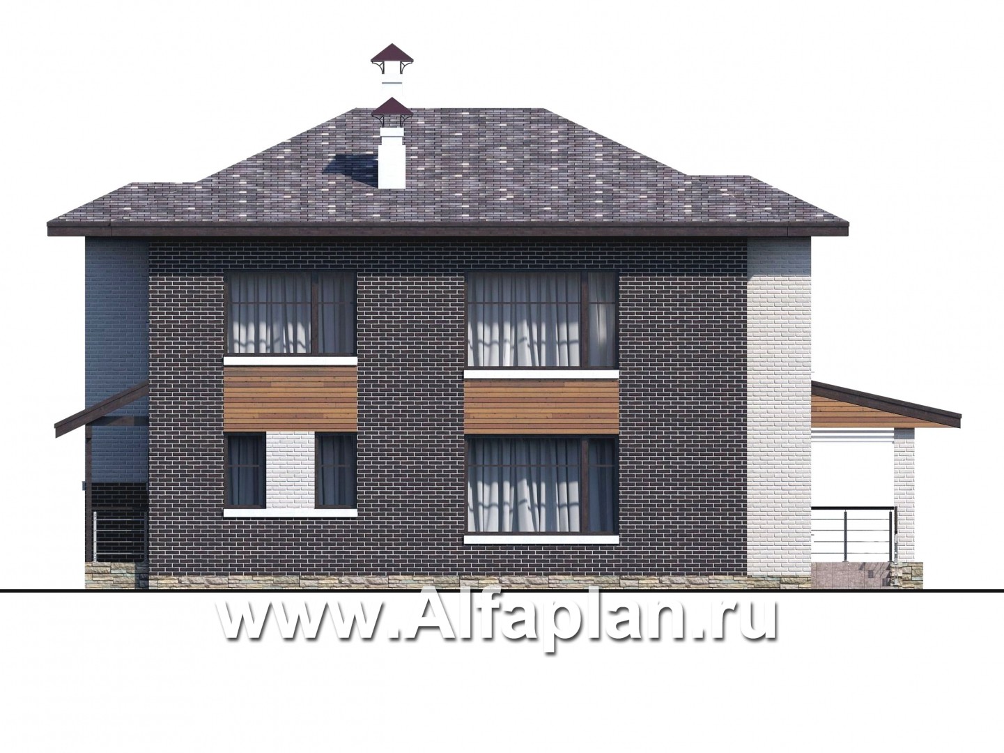 Проекты домов Альфаплан - «Республика» - современный двухэтажный комфортабельный дом - изображение фасада №4