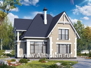 «Золушка» - проект дома с мансардой, с террасой, в стиле Петровское барокко