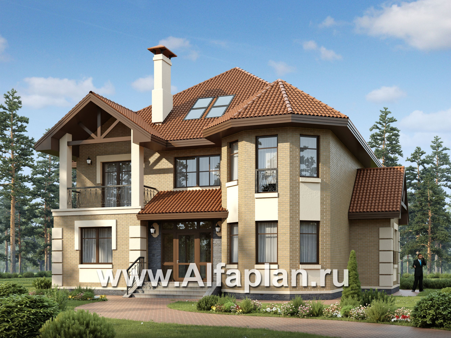 Проекты домов Альфаплан - «Воронцов»- коттедж с комфортной планировкой - основное изображение