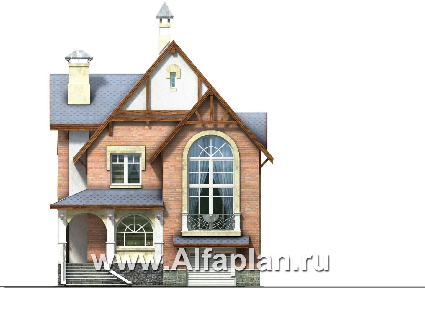 Проекты домов Альфаплан - Дом из газобетона «Индиго» - изображение фасада №1