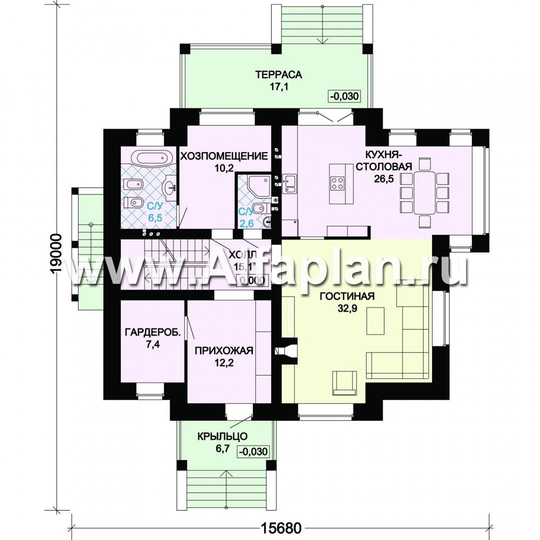 Проекты домов Альфаплан - Ккирпичный особняк с цокольным этажом - изображение плана проекта №2