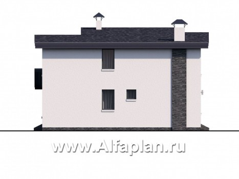 «Модена» - проект двухэтажного дома из газобетона, с террасой, в стиле минимализм - превью фасада дома