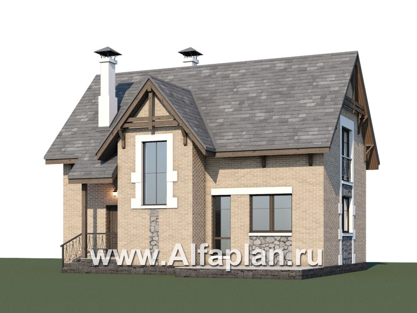 Проекты домов Альфаплан - Коттедж из кирпича «Семейное гнездо» с комфортной современной планировкой - дополнительное изображение №2