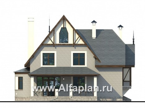 Проекты домов Альфаплан - «Пенаты» - дом с богатой живописной архитектурой - превью фасада №4
