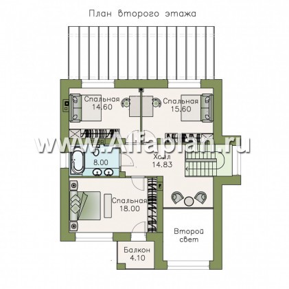 Проекты домов Альфаплан - «Вязьма»- удобный коттедж с двусветной гостиной - превью плана проекта №2