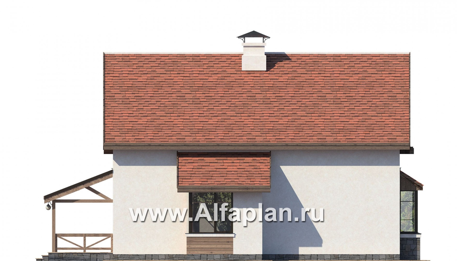 Проекты домов Альфаплан - «Футура» - коттедж для современной семьи с двумя детьми - изображение фасада №3