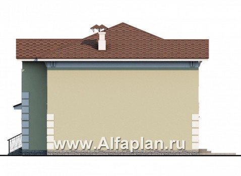 Проекты домов Альфаплан - «Кваренги» - классический коттедж с террасой и просторной лоджией - превью фасада №2