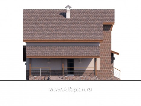«Регата» - красивый проект дома с мансардой, планировка с мастер спальней, двусветная столовая, с гаражом - превью фасада дома