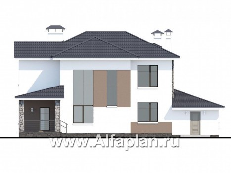 Проекты домов Альфаплан - «Гедонист»- коттедж с гаражом и эффектным остеклением - превью фасада №4