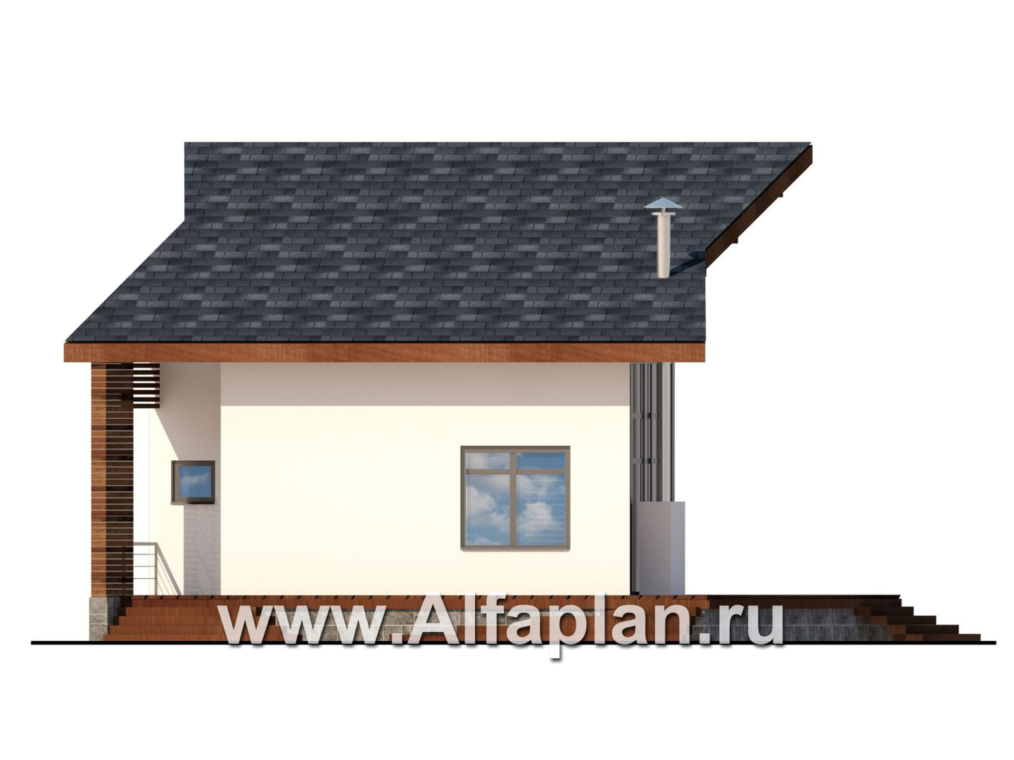 Проекты домов Альфаплан - Коттедж с экстравагантным планом - изображение фасада №4