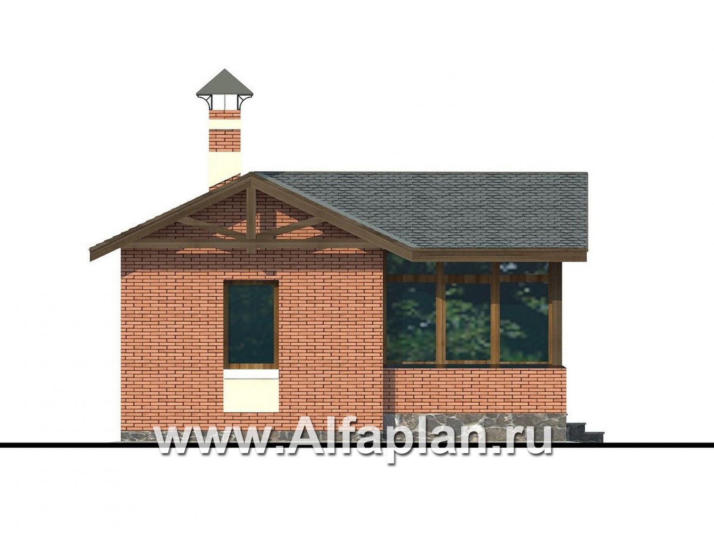 Проекты домов Альфаплан - Баня с уютной верандой - изображение фасада №3